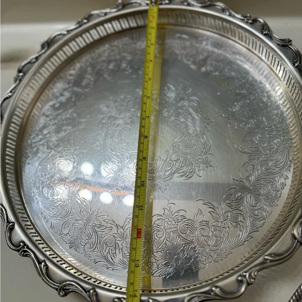 Vintage antique Joanne Silverplate Hollowware webster wilcox tray plate serving